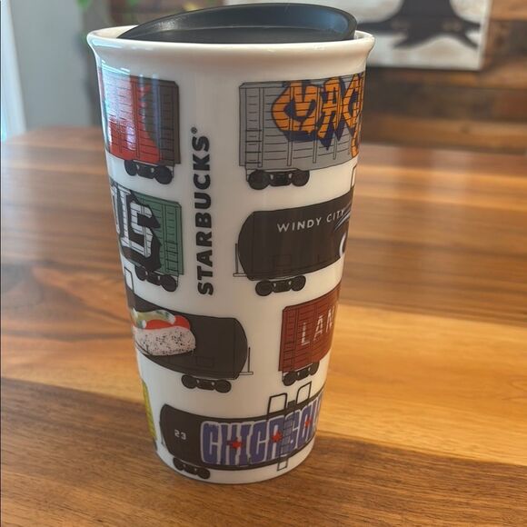Starbucks Chicago Windy City Illinois Trains Graffiti 12 ounce Travel Mug - Picture 1 of 8